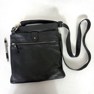 Ili New York Leather Crossbody Bag with Leopard Print Lining